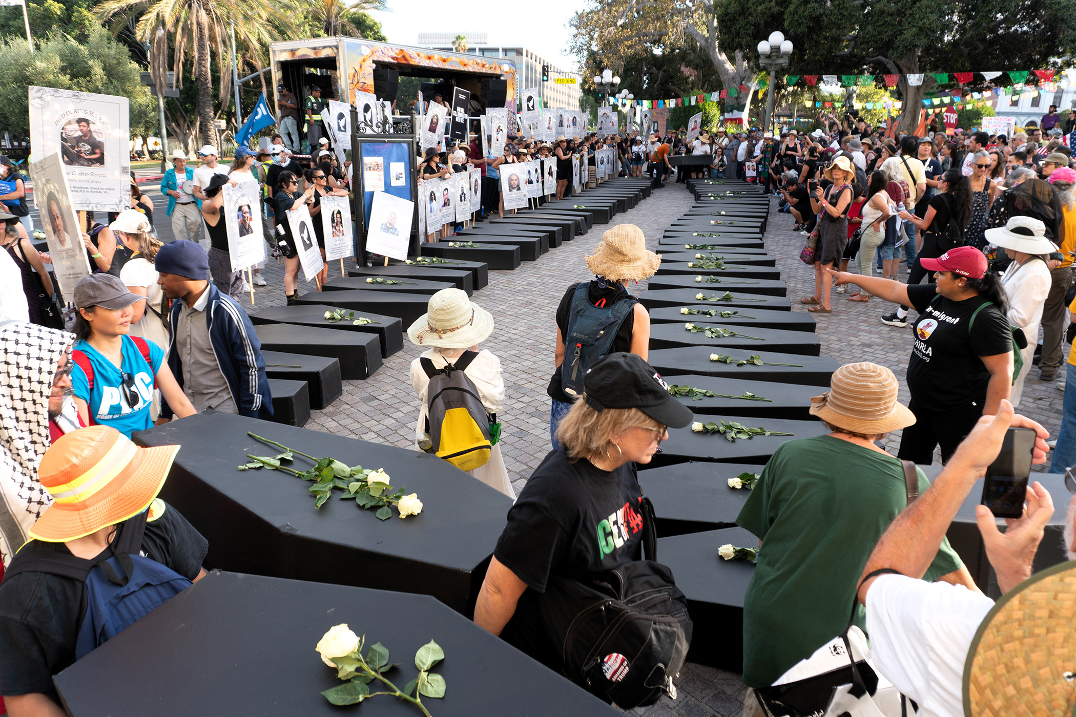 Hundreds March in DTLA with Cardboard Coffins to Protest ICE-Related Deaths and Tactics - The San Fernando Valley Sun